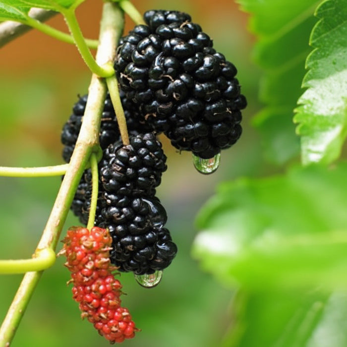 Red Mulberry, Morus Rubra close up of barries