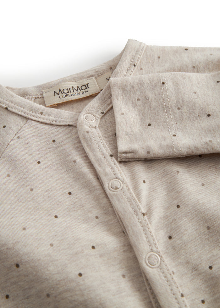 Beige long-sleeved baby outfit with buttons