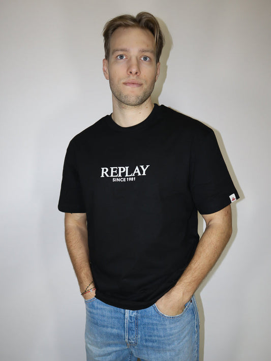 REPLAY PÁNSKÉ TRIČKO VOLNÉHO STŘIHU S POTISKEM