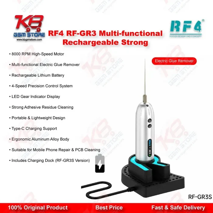 RF4 RF-GR3 Electric Glue Remover – 8000RPM Rechargeable Pen for Mobile Screen Repair