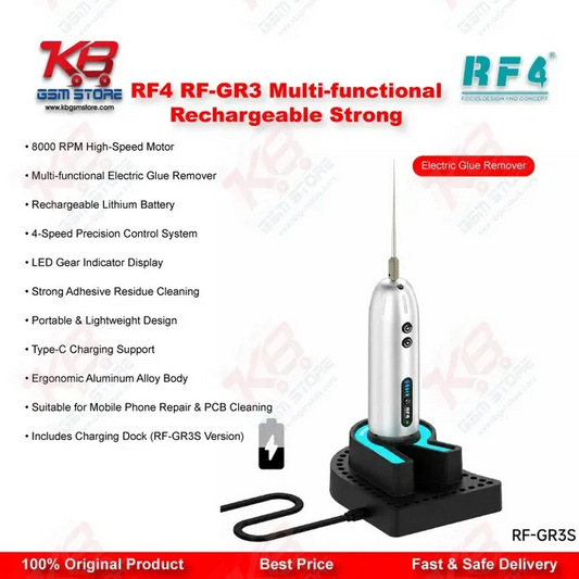 RF4 RF-GR3 Electric Glue Remover – 8000RPM Rechargeable Pen for Mobile Screen Repair