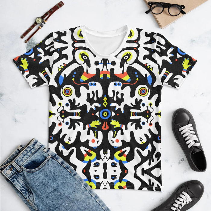 Drawing inspiration from abstract surrealism, this intense design employs strict bilateral symmetry for a kaleidoscopic, Rorschach-style effect. Contact us with accessibility feedback, we'd love to help!