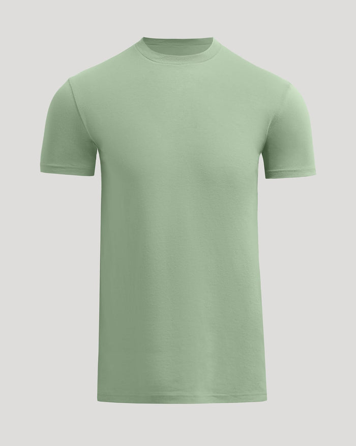 Green t-shirt on a light gray background
