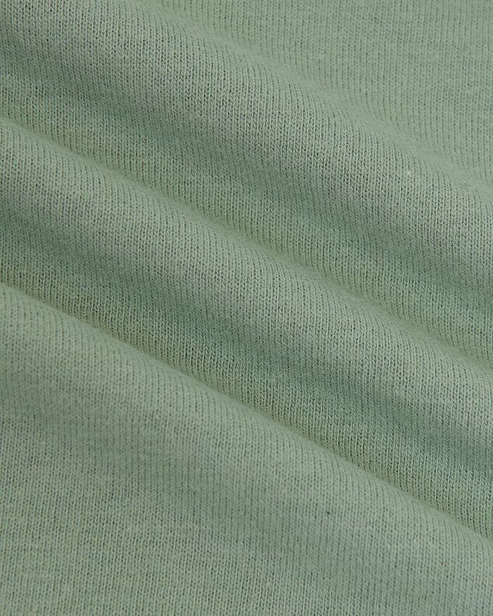 Sage Green Tall Straight Hem Crew Neck T-Shirt, close-up knit detail.