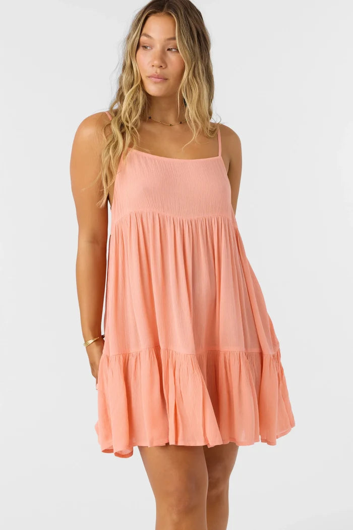 O’Neill Saltwater Solids Rilee cover up dress floral pink mini length