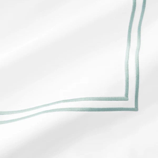 Boudoir Sham 12″ x 16″ w/ 2″ Flange / White/Aqua