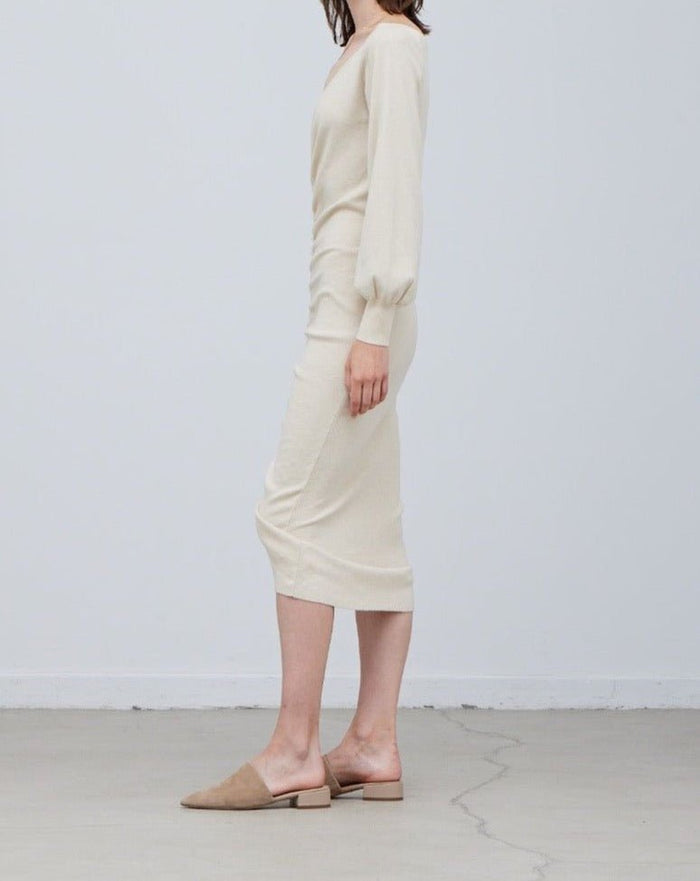Shirred Sweater Midi Dress - BTK COLLECTIONS
