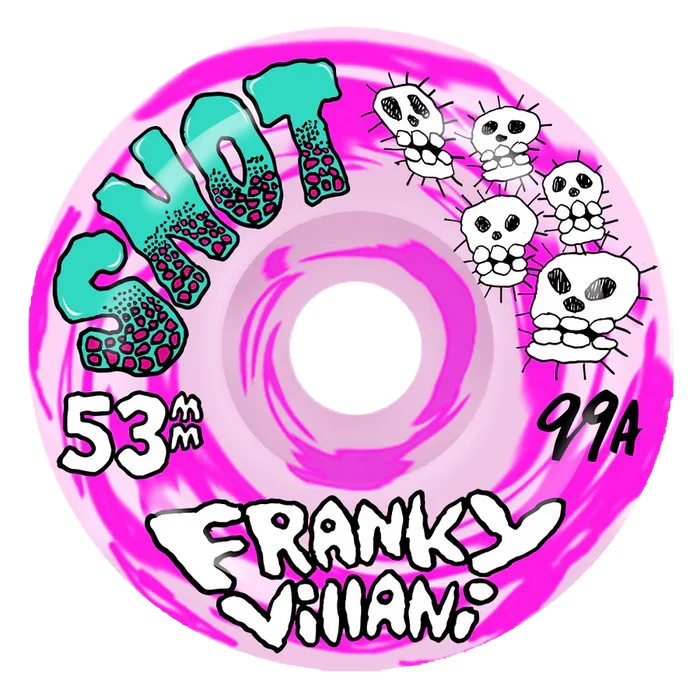 Snot Franky Villani Skulls Pink Swirl 53mm 99a Skateboard Wheels