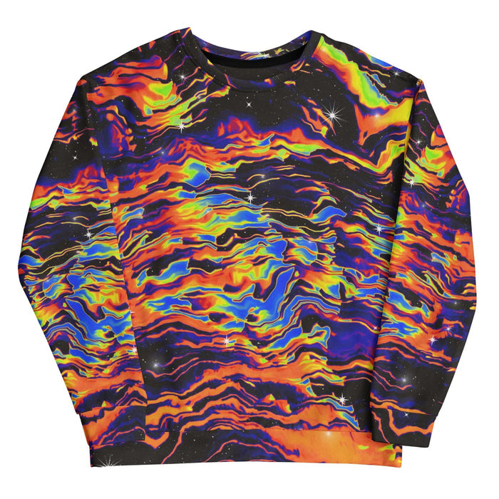 An intense fusion of cosmic imagery and psychedelic fluidity explodes against a deep void black foundation. Contact us with accessibility feedback, we'd love to help!