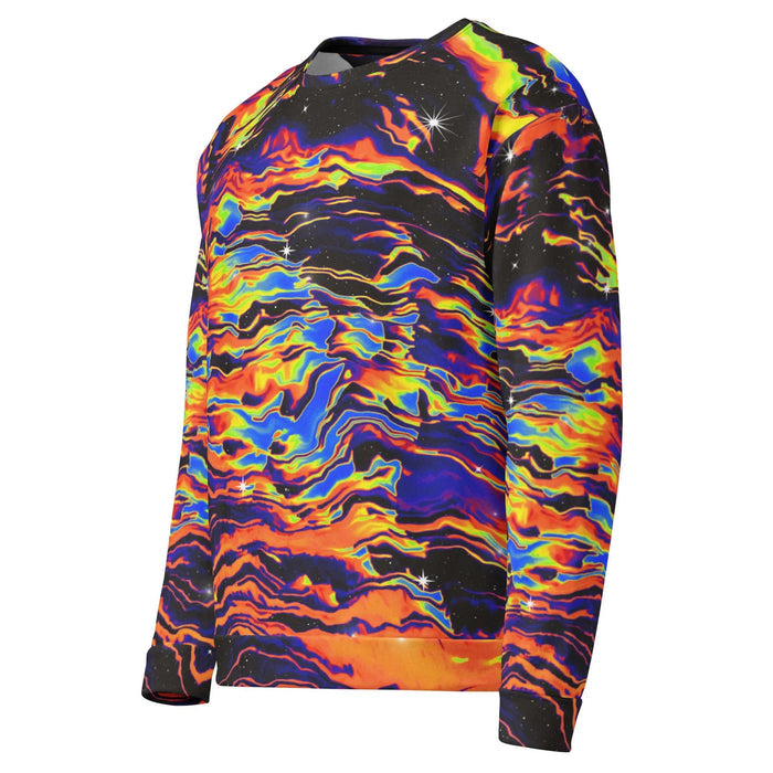 Space Drip Sweatshirt in Psychedelic Nebula Meltdown. OEKO-TEX® 100, REACH Compliant, GRS Certified.