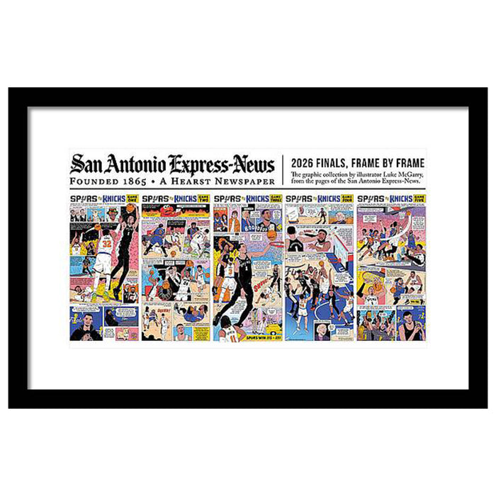 Spurs vs Knicks "Frame by Frame" Comic Framed Print