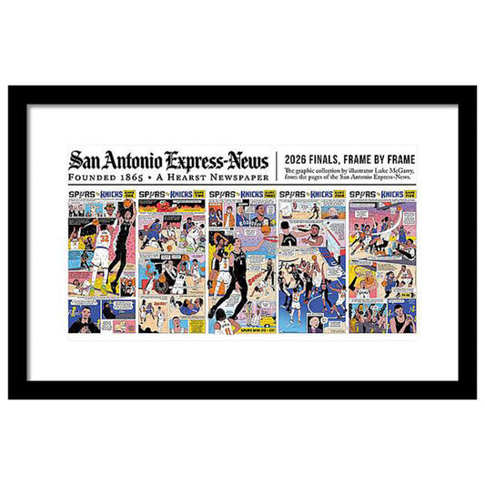 Spurs vs Knicks "Frame by Frame" Comic Framed Print