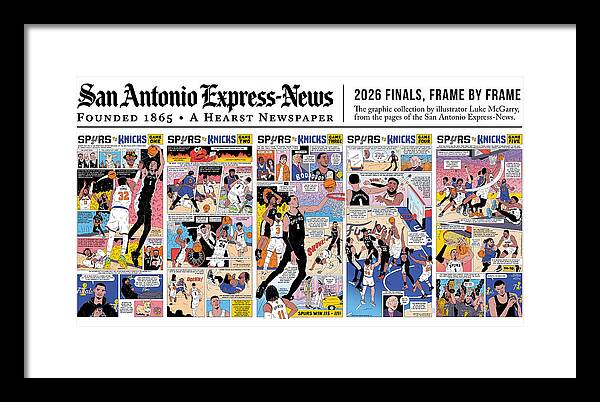 Spurs vs Knicks "Frame by Frame" Comic Framed Print