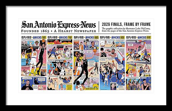 Spurs vs Knicks "Frame by Frame" Comic Framed Print