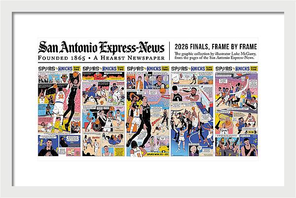Spurs vs Knicks "Frame by Frame" Comic Framed Print