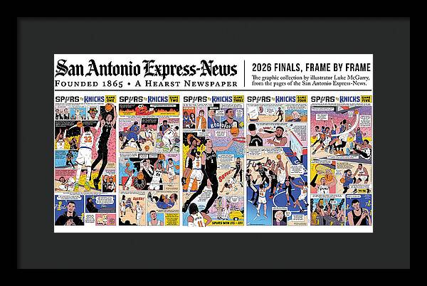 Spurs vs Knicks "Frame by Frame" Comic Framed Print