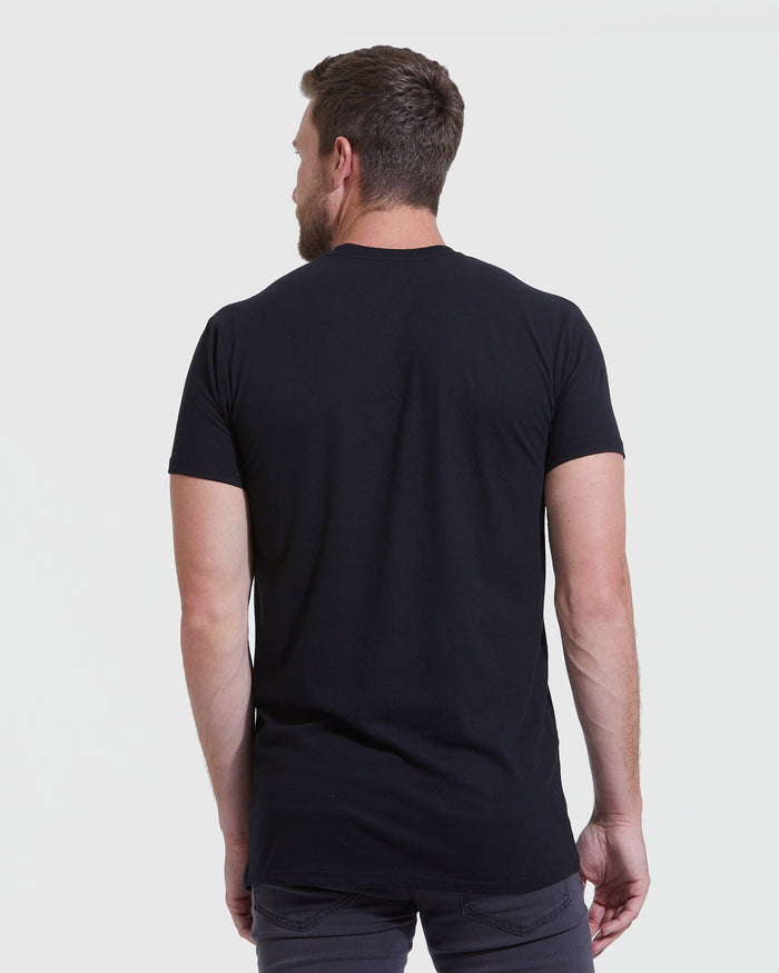 Staple Tall Straight Hem Crew Neck T-Shirt 3-Pack on male model, back view.