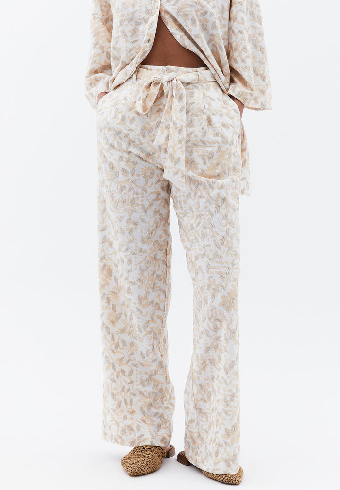 Straight Leg Ultra High Waist Pants - LEAF COMB