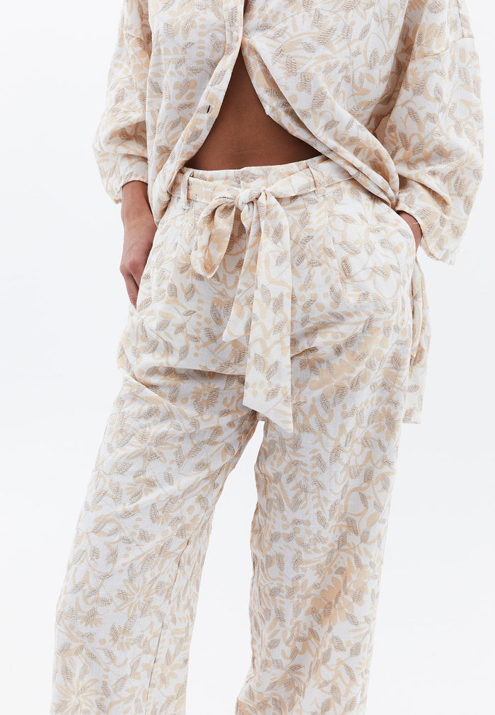 Straight Leg Ultra High Waist Pants - LEAF COMB