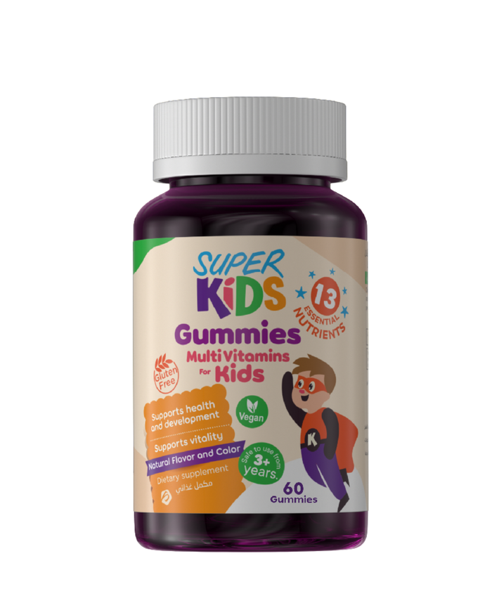 Superkids Gummies Chewable Multivitamins 60 gummies - سوبر كيدز جاميز متعدد الفيتامينات قابلة للمضغ 60 قطعة