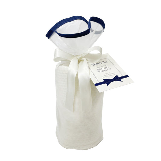 Swaddle Bath Towel Set in a sachet bag with ribbon