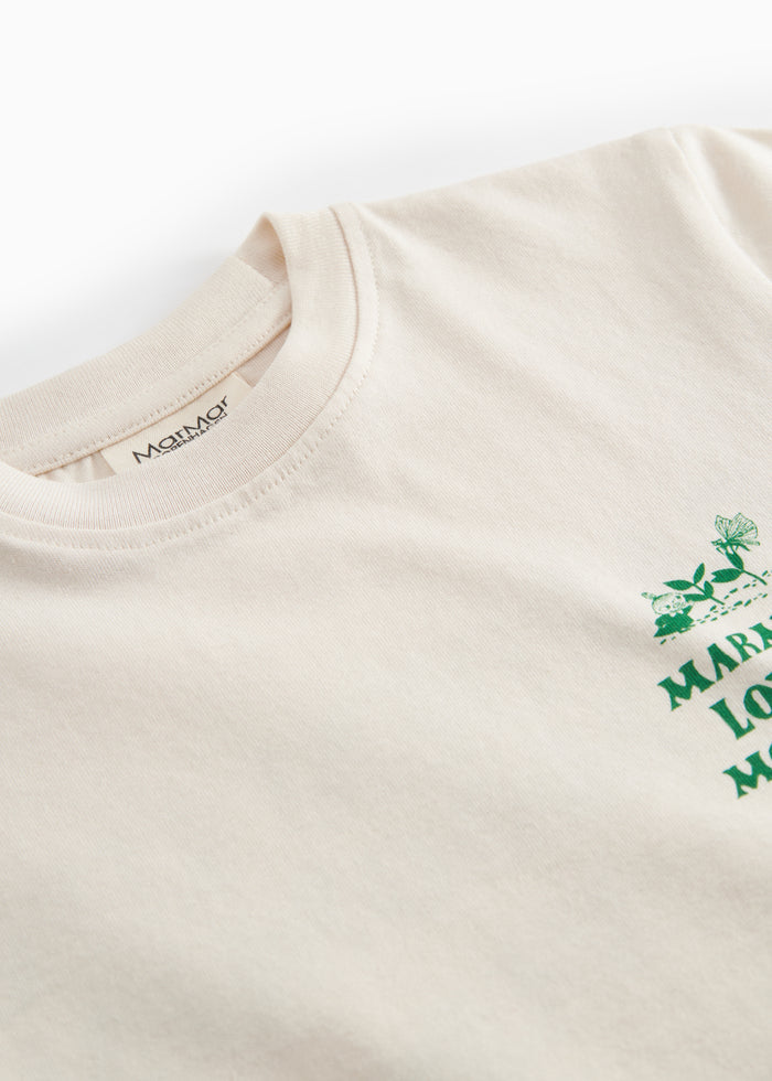 White T-shirt with green Moomin print for children