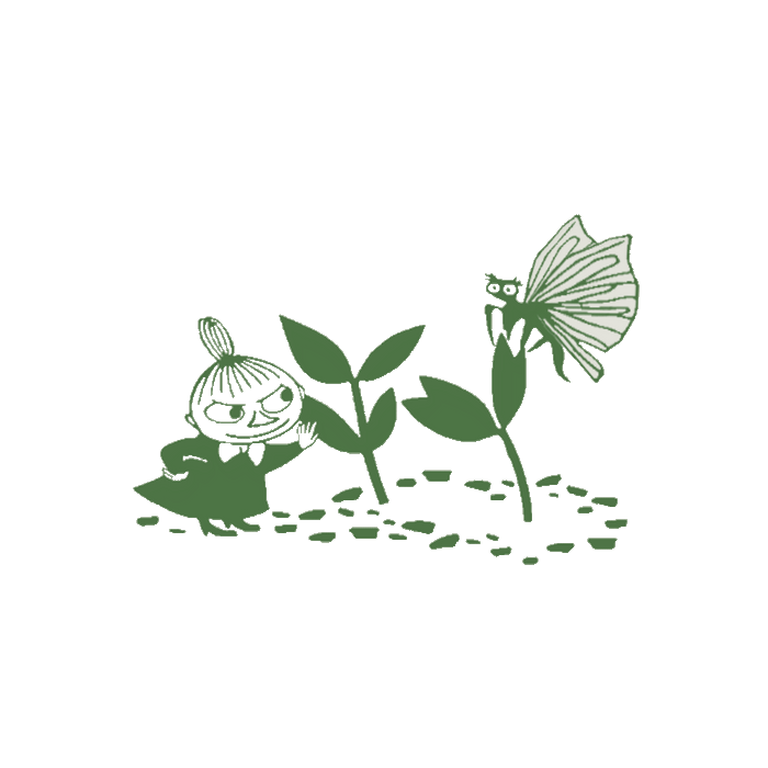 Børne-T-shirt med grøn haveillustration og sommerfugl/planter