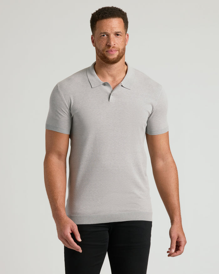 Model in Staple Tall Dressy Polo 6-Pack, showcasing fit and style.