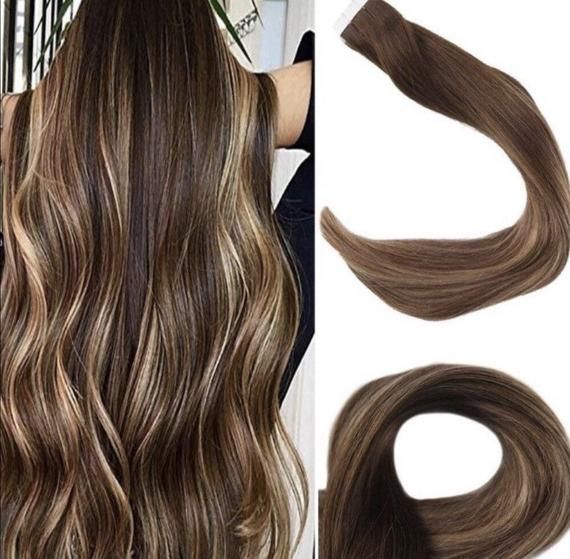 Tape in Hair Extensions | #4/12 Highlights | 20inch