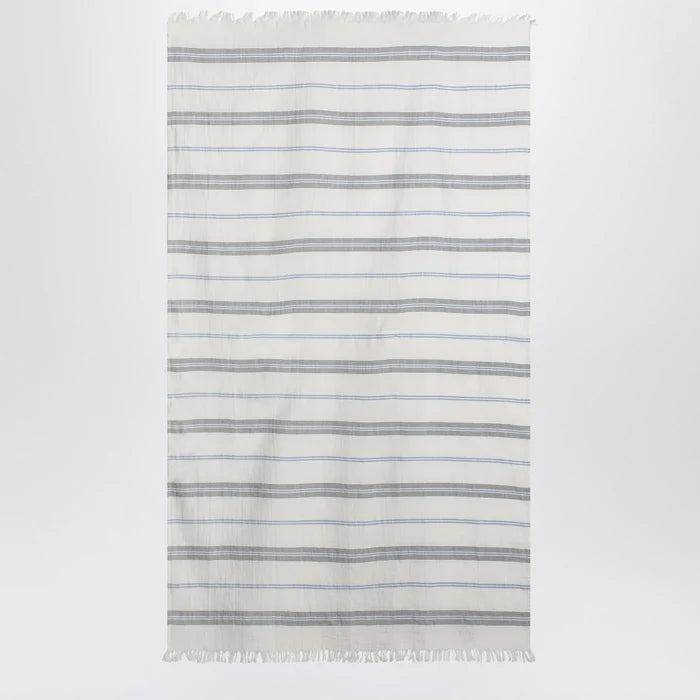 Tekla - White beach towel with striped pattern