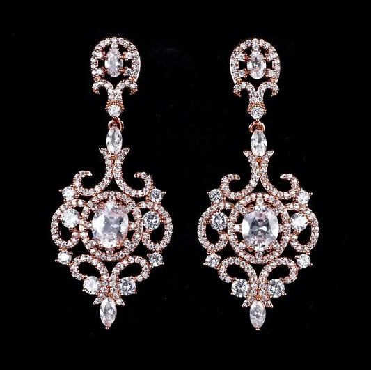 Wedding Jewelry - Cubic Zirconia Bridal Earrings - Available in Rose Gold, Silver and Yellow Gold