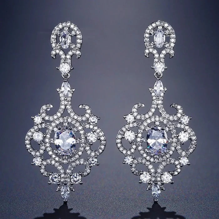 Wedding Jewelry - Cubic Zirconia Bridal Earrings - Available in Rose Gold, Silver and Yellow Gold