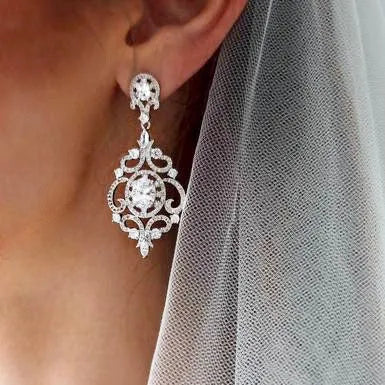 Wedding Jewelry - Cubic Zirconia Bridal Earrings - Available in Rose Gold, Silver and Yellow Gold