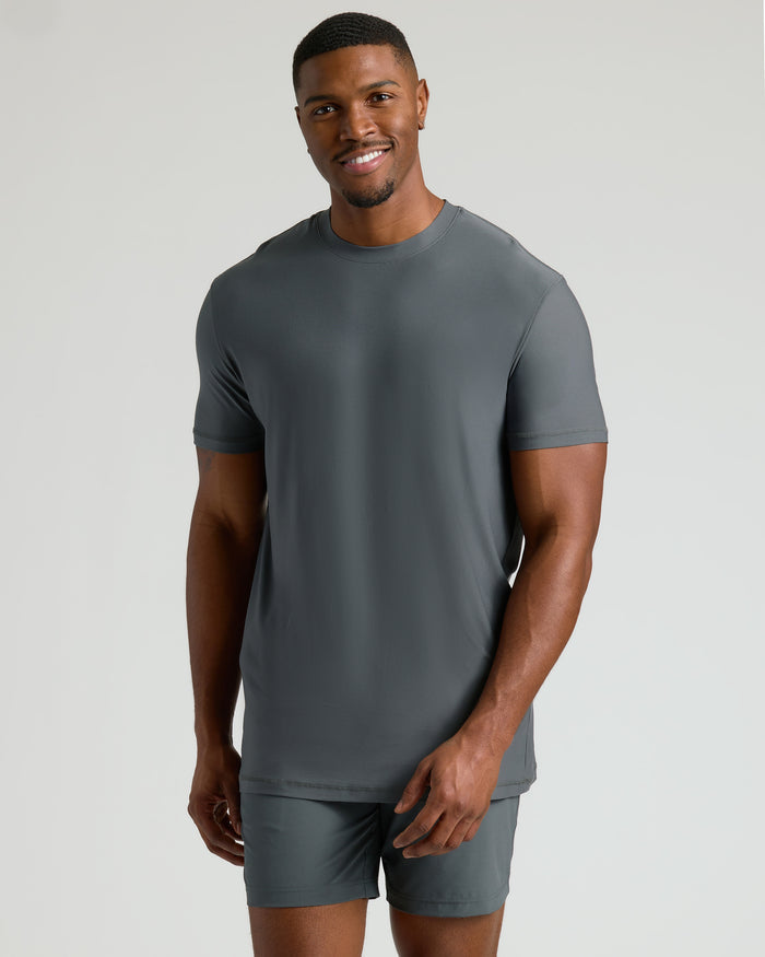 Young man models Timeless Tall Active Crew 3-Pack outfit.