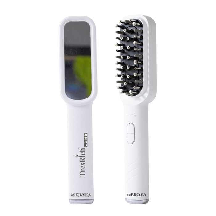 TresRich LED Hair Growth Therapy Comb | RF, EMS & Red/Purple Light Scalp Massager