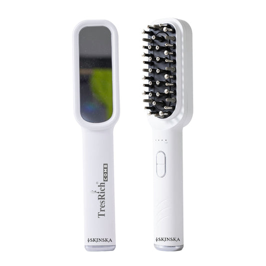 TresRich LED Hair Growth Therapy Comb | RF, EMS & Red/Purple Light Scalp Massager