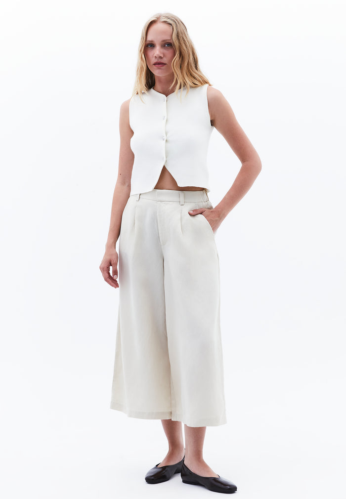Ultra High Waist Culotte - ALMOND MILK