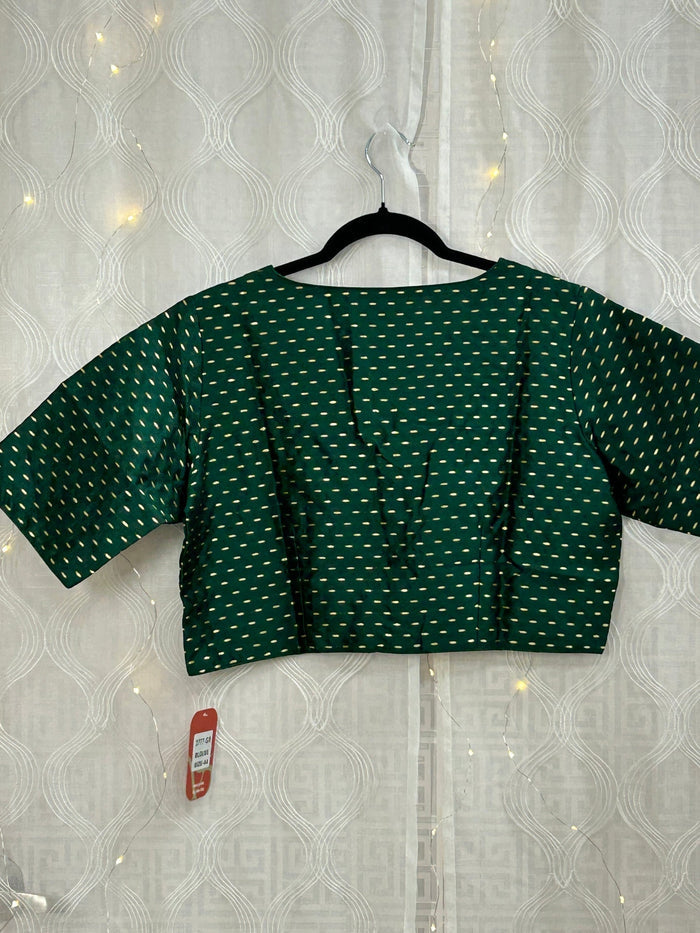 V neck blouse : bottle green color by Kurti Connection USA