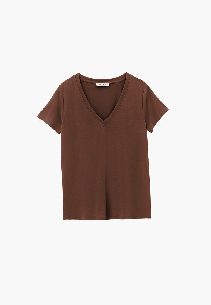 V Neck T-Shirt - FONDUE FUDGE