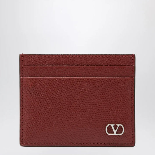 Valentino Garavani - VLogo Signature card holder in grained calfskin, russet red Brand Apparel & Accessories TU