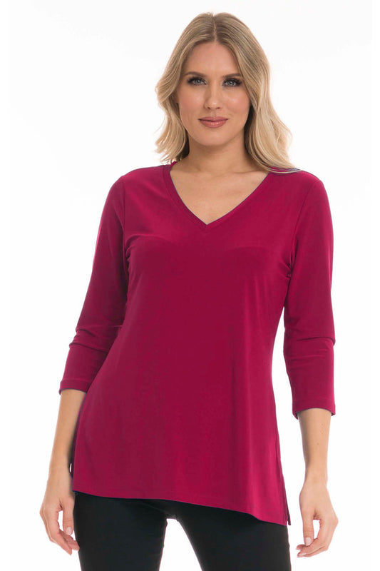 Valerie Mirelle Cherry Wine V-neck Tunic - Perfectly Polished