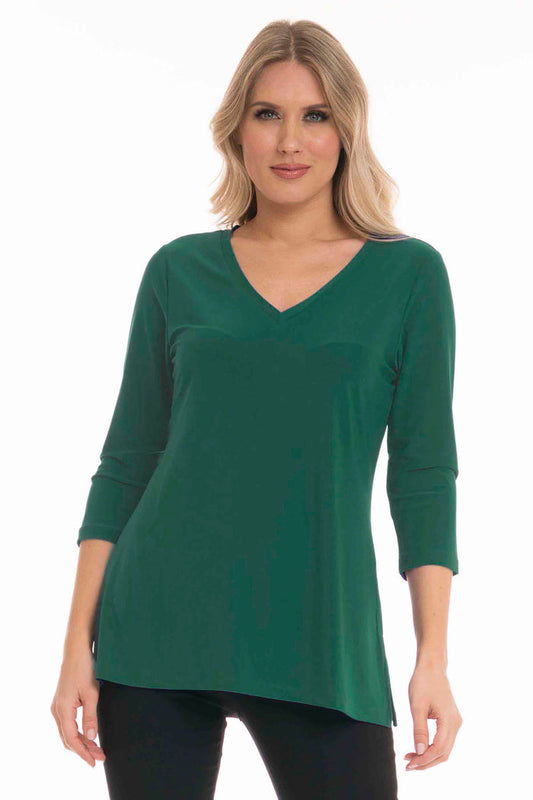 Valerie Mirelle Forest Green V-neck Tunic - Perfectly Polished