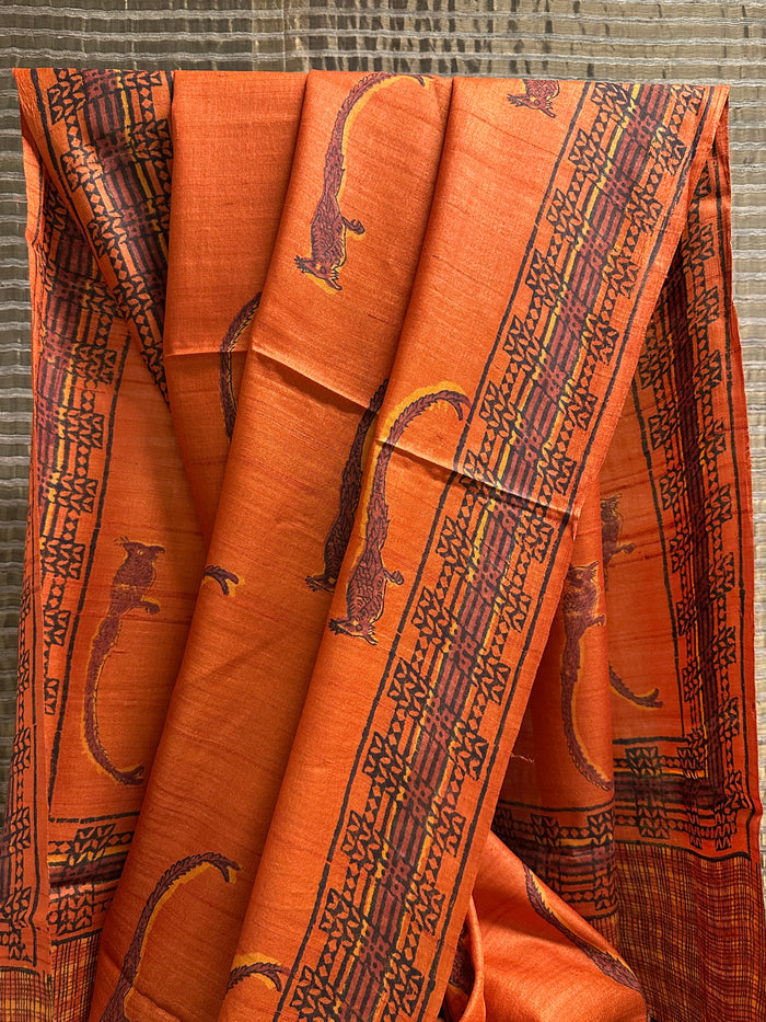 Veena Golden Pheasant Tussar Saree