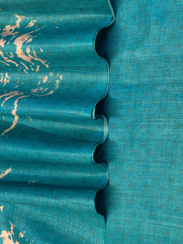 Veena Komorebi Tussar Saree - Cream and Blue