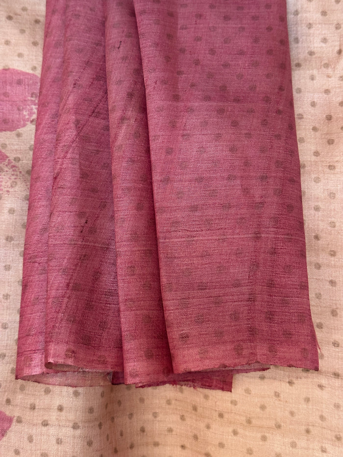 Veena Komorebi Tussar Saree - Cream and Pink