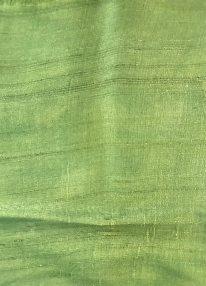 Veena Sacred Fig Tussar Saree - Yellow and Green