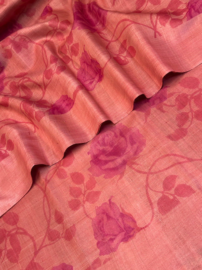 Veena Wallflower Tussar Saree - Pink