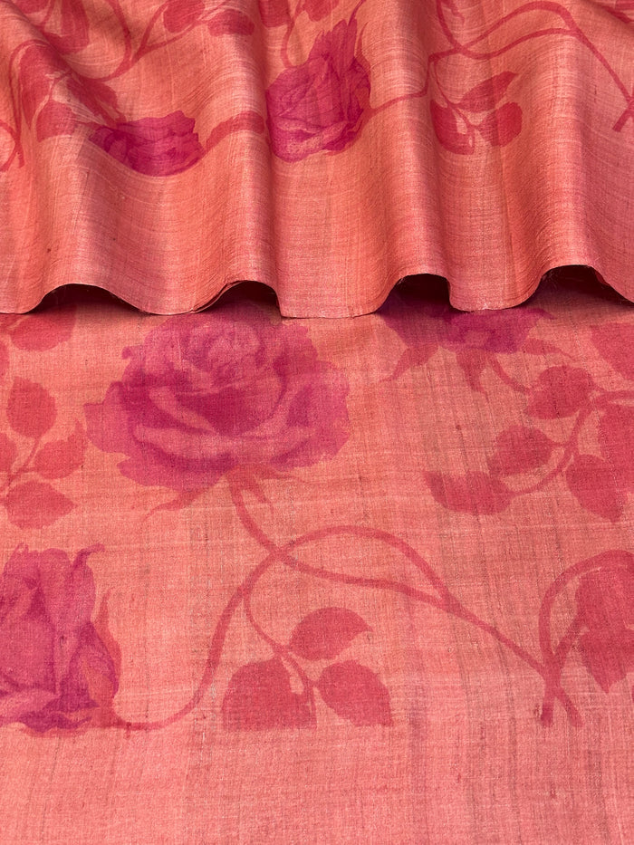 Veena Wallflower Tussar Saree - Pink