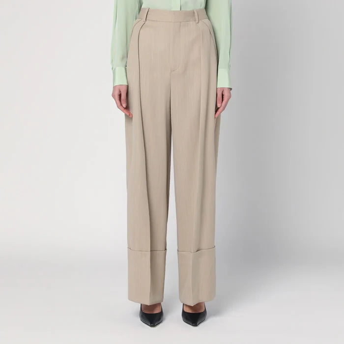 Victoria Beckham - Wide mandarin colour pants in wool
