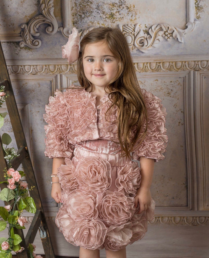 Vivian Dusty Pink Ruffle Organza Jacket - Petite Maison Kids
